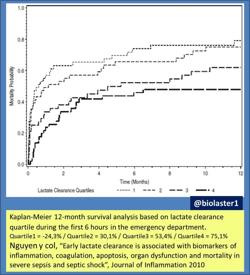 biolaster analisis lactato umbral cinetica aclaramiento sepsis shock septico pronostico