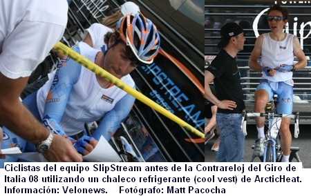 Los chalecos refrigerantes (cool vest) de ArcticHeat en el ciclismo profesional