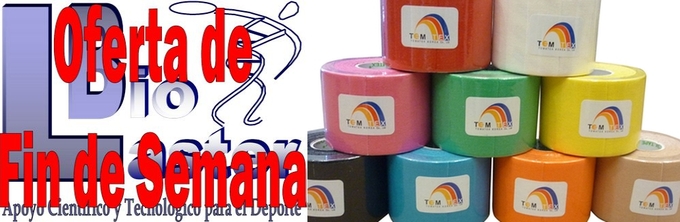 Oferta de Fin de Semana en Biolaster: Kinesiology Tape TEMTEX 6 Ud 5cm x 5m de colores Variados