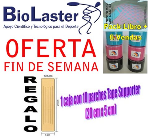 Oferta de Fin de Semana en Biolaster: Pack Libro Kin80 + 6 Vendas TEMTEX. Incluye regalo de 1 caja de Kinesiology Tape Supporter