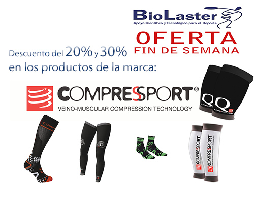 Descuentos del 20% y 30% en TODOS los productos COMPRESSPORT este fin de semana.