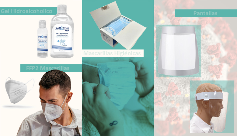 Protección frente al Covid con el Gel Hidroalcohólico, mascarillas y protectores faciales