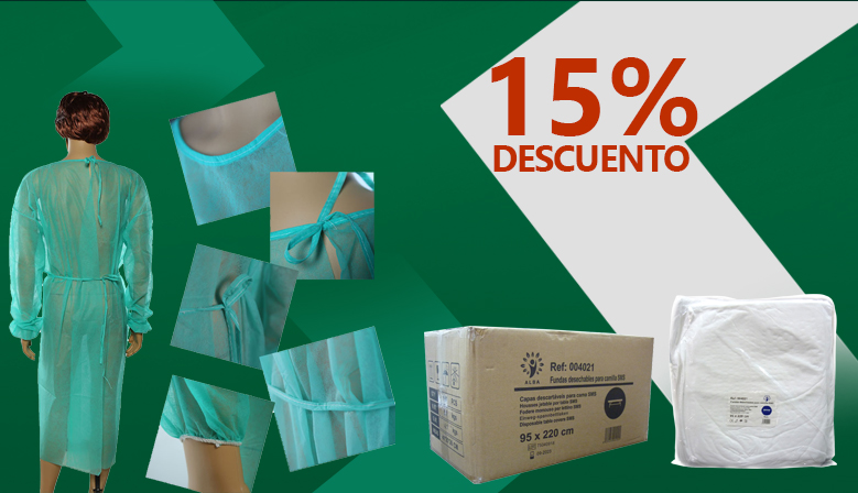 Material desechable para la consulta al 15% de descuento