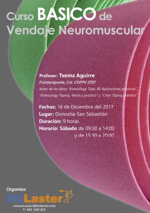 programa curso avanzado kinesiology tape vendaje neuromuscular TEMTEX impartido por Txema Aguirre